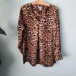 Chico's leopard print long sleeve tunic style blouse